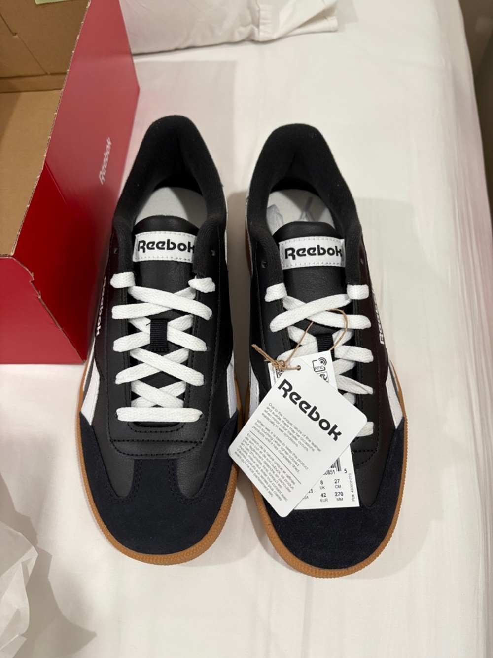 Reebok Smash Edge UNISEX Black & White Classic Gum Sole Sneaker - Picture 4 of 6